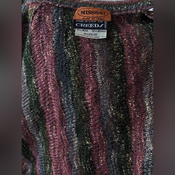 Vintage Missoni wool and mohair cardigan. Jewel tone leaf knit. "Missoni. Made f - Picture 2 of 15